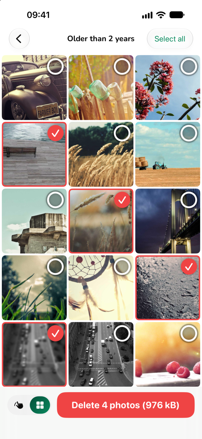 A grid of photos with several picked